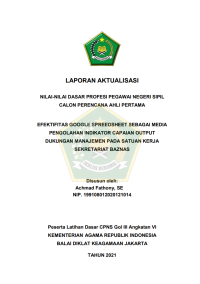 Image of EFEKTIFITAS GOOGLE SPREEDSHEET SEBAGAI MEDIA PENGOLAHAN INDIKATOR CAPAIAN OUTPUT DUKUNGAN MANAJEMEN PADA SATUAN KERJA SEKRETARIAT BAZNAS