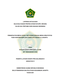 Image of Laporan aktualisasi ini berjudul Pemanfaatan Media Sosial Instagram sebagai Media Kreativitas Puisi Kontemporer bagi Siswa MTs Negeri 32 Jakarta yang ditulis oleh Enggar Teguh Apriyanto