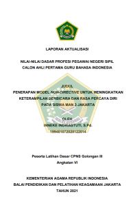 Image of PENERAPAN MODEL NON-DIRECTIVE UNTUK MENINGKATKAN KETERAMPILAN BERBICARA DAN RASA PERCAYA DIRI PADA SISWA MAN 3 JAKARTA