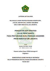 Image of PENGUATAN SOP STRATEGI LULUS TEPAT WAKTU PADA PENYUSUNAN BUKU PANDUAN AKADEMIK PRODI MSKI-FAH UIN JAKARTA