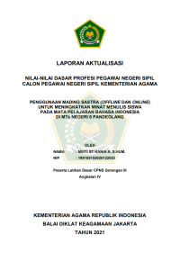 Image of PENGGUNAAN MADING SASTRA (OFFLINE DAN ONLINE) UNTUK MENINGKATKAN MINAT MENULIS SISWA PADA MATA PELAJARAN BAHASA INDONESIA DI MTs NEGERI 6 PANDEGLANG