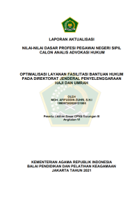 Image of OPTIMALISASI LAYANAN FASILITASI BANTUAN HUKUM PADA DIREKTORAT JENDERAL PENYELENGGARAAN HAJI DAN UMRAH
