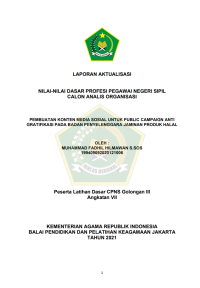 Image of PEMBUATAN KONTEN MEDIA SOSIAL UNTUK PUBLIC CAMPAIGN ANTI GRATIFIKASI PADA BADAN PENYELENGGARA JAMINAN PRODUK HALAL