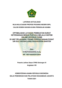 Image of OPTIMALISASI LAYANAN PEMBUATAN SURAT KETERANGAN BEBAS PUSTAKA MELALUI SISTEM ONLINE (GOOGLE FORM) DI UNIT PELAKSANA TEKNIS PERPUSTAKAAN PUSAT UIN SULTAN MAULANA HASANUDDIN BANTEN