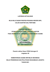 Image of PENYUSUNAN DRAFT STANDAR KOMPETENSI JABATAN AUDITOR PADA INSPEKTORAT JENDERAL KEMENTERIAN AGAMA