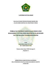 Image of PEMBUATAN PEDOMAN PENGELOLAAN RISIKO (RISK MANAGEMENT SYSTEM) PADA UNIVERSITAS ISLAM NEGERI SULTAN MAULANA HASANUDDIN BANTEN