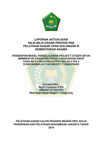 Image of PENERAPAN MODEL PEMBELAJARAN PROJECT CITIZEN UNTUK MEMBENTUK KARAKTER PEDULI LINGKUNGAN HIDUP PADA MATA PELAJARAN PPKn KELAS X IPA 4 DI MADRASAH ALIYAH NEGERI 1 TANGERANG