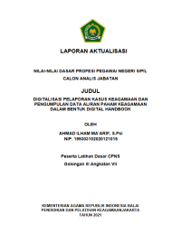 Image of DIGITALISASI PELAPORAN KASUS KEAGAMAAN DAN PENGUMPULAN DATA ALIRAN PAHAM KEAGAMAAN DALAM BENTUK DIGITAL HANDBOOK