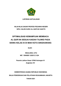 Image of OPTIMALISASI KEMAMPUAN MEMBACA AL-QUR’AN SESUAI KAIDAH TAJWID PADA SISWA KELAS XI DI MAN KOTA SINGKAWANG