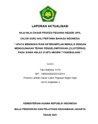 Image of UPAYA MENINGKATKAN KETERAMPILAN MENULIS DENGAN MENGGUNAKAN TEKNIK PENGELOMPOKKAN (CLUSTERING) PADA SISWA KELAS VII MTs NEGERI 7 PANDEGLANG