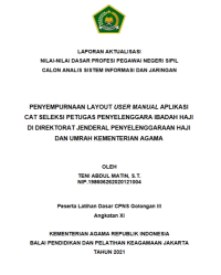 Image of PENYEMPURNAAN LAYOUT USER MANUAL APLIKASI CAT SELEKSI PETUGAS PENYELENGGARA IBADAH HAJI DI DIREKTORAT JENDERAL PENYELENGGARAAN HAJI DAN UMRAH KEMENTERIAN AGAMA