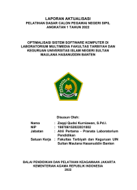 Image of OPTIMALISASI SISTEM SOFTWARE KOMPUTER DI LABORATORIUM MULTIMEDIA FAKULTAS TARBIYAH DAN KEGURUAN UNIVERSITAS ISLAM NEGERI SULTAN MAULANA HASANUDDIN BANTEN