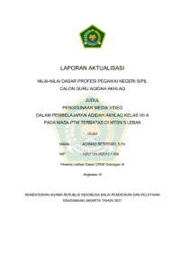 Image of PENGGUNAAN MEDIA VIDEO DALAM PEMBELAJARAN AQIDAH AKHLAQ KELAS VII A PADA MASA PTM TERBATAS DI MTSN 5 LEBAK