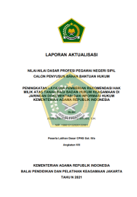 PENINGKATAN LAYANAN PEMBERIAN REKOMENDASI HAK MILIK ATAS TANAH BAGI BADAN HUKUM KEAGAMAAN DI JARINGAN DOKUMENTASI DAN INFORMASI HUKUM KEMENTERIAN AGAMA REPUBLIK INDONESIA