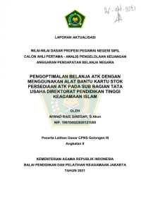 Pengoptimalan Belanja ATK Dengan Menggunakan Alat Bantu Kartu Stok Persediaan ATK Pada Sub Bagian Tata Usaha Direktorat Pendidikan Tinggi Keagamaan Islam