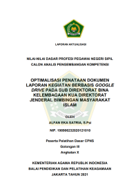 OPTIMALISASI PENATAAN DOKUMEN LAPORAN KEGIATAN BERBASIS GOOGLE DRIVE PADA SUB DIREKTORAT BINA KELEMBAGAAN KUA DIREKTORAT JENDERAL BIMBINGAN MASYARAKAT ISLAM