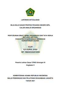 PENYUSUNAN DRAFT RPMA ORGANISASI DAN TATA KERJA INSTANSI VERTIKAL PASCA PENYEDERHANAAN BIROKRASI KEMENTERIAN AGAMA