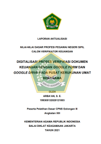 DIGITALISASI PROSES VERIFIKASI DOKUMEN KEUANGAN DENGAN GOOGLE FORM DAN GOOGLE DRIVE PADA PUSAT KERUKUNAN UMAT BERAGAMA