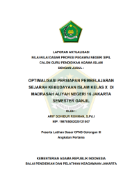 Image of OPTIMALISASI PERSIAPAN PEMBELAJARAN SEJARAH KEBUDAYAAN ISLAM KELAS X DI MADRASAH ALIYAH NEGERI 16 JAKARTA SEMESTER GANJIL