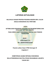 OPTIMALISASI PENGISIAN APLIKASI SISTEM MONITORING DAN EVALUASI TERPADU (SMART) PADA DIREKTORAT PENDIDIKAN DINIYAH DAN PONDOK PESANTREN