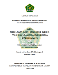 MODUL MATA KULIAH ETIKA BISNIS BUDDHA PRODI BISNIS DAN MANAJEMEN BUDDHA STABN SRIWIJAYA