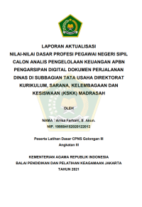 PENGARSIPAN DIGITAL DOKUMEN PERJALANAN DINAS DI SUBBAGIAN TATA USAHA DIREKTORAT KURIKULUM, SARANA, KELEMBAGAAN DAN KESISWAAN (KSKK) MADRASAH