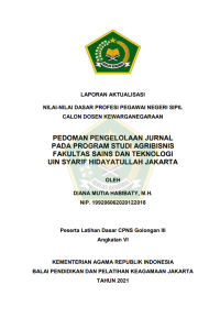 PEDOMAN PENGELOLAAN JURNAL PADA PROGRAM STUDI AGRIBISNIS FAKULTAS SAINS DAN TEKNOLOGI UIN SYARIF HIDAYATULLAH JAKARTA