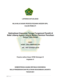 Optimalisasi Kapasitas Tenaga Fungsional Peneliti di Balai Litbang Agama Jakarta Melalui Seminar Penulisan Karya Tulis Ilmiah