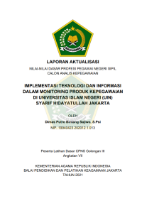 IMPLEMENTASI TEKNOLOGI DAN INFORMASI DALAM MONITORING PRODUK KEPEGAWAIAN DI UNIVERSITAS ISLAM NEGERI (UIN) SYARIF HIDAYATULLAH JAKARTA