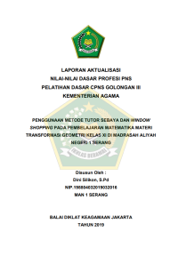 PENGGUNAAN METODE TUTOR SEBAYA DAN WINDOW SHOPPING PADA PEMBELAJARAN MATEMATIKA MATERI TRANSFORMASI GEOMETRI KELAS XI DI MADRASAH ALIYAH NEGERI 1 SERANG