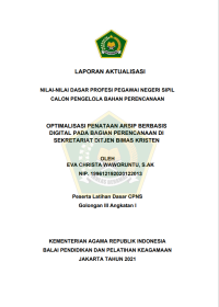 OPTIMALISASI PENATAAN ARSIP BERBASIS DIGITAL PADA BAGIAN PERENCANAAN DI SEKRETARIAT DITJEN BIMAS KRISTEN