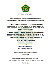 PENGGUNAAN KALENDER ELEKTRONIK DALAM PENYUSUNAN JADWAL KEGIATAN KERJA PEGAWAI YANG TERINTEGRASI DI SUBDIT PENGELOLAAN KEUANGAN OPERASIONAL HAJI DIREKTORAT PENGELOLAAN DANA HAJI DAN SIHDU DITJEN PENYELENGGARAAN HAJI DAN UMRAH KEMENTERIAN AGAMA RI