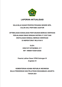 Image of OPTIMALISASI SOSIALISASI PENYUSUNAN BERKAS VERFIKASI PERJALANAN DINAS DENGAN SISTEM AT COST DAN DIGITALISASI KENDALI BERKAS VERIFIKASI DI INSPEKTORAT WILAYAH II