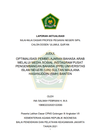 Image of OPTIMALISASI PEMBELAJARAN BAHASA ARAB MELALUI MEDIA SOSIAL INSTAGRAM PUSAT PENGEMBANGAN BAHASA (PPB) UNIVERSITAS ISLAM NEGERI (UIN) SULTAN MAULANA HASANUDDIN (SMH) BANTEN