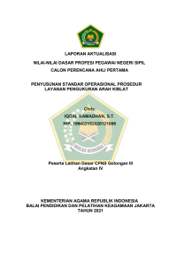 Image of PENYUSUNAN STANDAR OPERASIONAL PROSEDUR LAYANAN PENGUKURAN ARAH KIBLAT