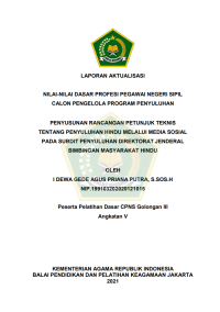 PENYUSUNAN RANCANGAN PETUNJUK TEKNIS TENTANG PENYULUHAN HINDU MELALUI MEDIA SOSIAL PADA SUBDIT PENYULUHAN DIREKTORAT JENDERAL BIMBINGAN MASYARAKAT HINDU