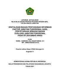 DIGITALISASI BAHAN PENYUSUNAN INFORMASI FAKTOR JABATAN FUNGSIONAL HASIL PENYETARAAN SEBAGAI BAHAN EVALUASI JABATAN FUNGSIONAL PADA DITJEN BIMAS HINDU