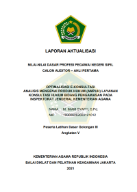 OPTIMALISASI E-KONSULTASI ANALISIS MENGENAI PRODUK HUKUM (AMPUH) LAYANAN KONSULTASI HUKUM BIDANG PENGAWASAN PADA INSPEKTORAT JENDERAL KEMENTERIAN AGAMA