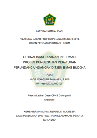 OPTIMALISASI LAYANAN INFORMASI PROSES PENGESAHAN PERATURAN PERUNDANG-UNDANGAN DITJEN BIMAS BUDDHA