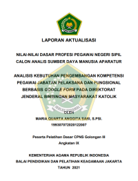 ANALISIS KEBUTUHAN PENGEMBANGAN KOMPETENSI PEGAWAI JABATAN PELAKSANA DAN FUNGSIONAL BERBASIS GOOGLE FORM PADA DIREKTORAT JENDERAL BIMBINGAN MASYARAKAT KATOLIK