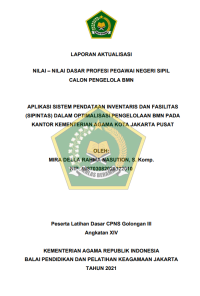 APLIKASI SISTEM PENDATAAN INVENTARIS DAN FASILITAS (SIPINTAS) DALAM OPTIMALISASI PENGELOLAAN BMN PADA KANTOR KEMENTERIAN AGAMA KOTA JAKARTA PUSAT