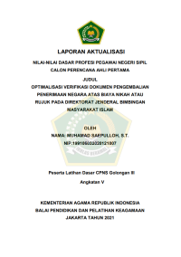 OPTIMALISASI VERIFIKASI DOKUMEN PENGEMBALIAN PENERIMAAN NEGARA ATAS BIAYA NIKAH ATAU RUJUK PADA DIREKTORAT JENDERAL BIMBINGAN MASYARAKAT ISLAM