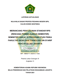 MERANCANG PENYUSUNAN STANDAR RPS (RENCANA PEMBELAJARAN SEMESTER) SEMSETER GANJIL DI PROGRAM STUDI FISIKA FAKULTAS SAINS DAN TEKNOLOGI UIN SYARIF HIDAYATULLAH JAKARTA