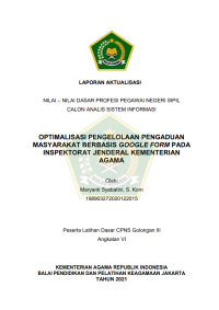 OPTIMALISASI PENGELOLAAN PENGADUAN MASYARAKAT BERBASIS GOOGLE FORM PADA INSPEKTORAT JENDERAL KEMENTERIAN AGAMA