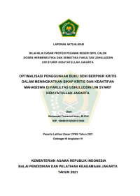 OPTIMALISASI PENGGUNAAN BUKU SENI BERPIKIR KRITIS DALAM MENINGKATKAN SIKAP KRITIS DAN KEAKTIFAN MAHASISWA DI FAKULTAS USHULUDDIN UIN SYARIF HIDAYATULLAH JAKARTA