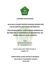 PENYUSUNAN MODUL PERKULIAHAN PEMODELAN MATEMATIKA DI PROGRAM STUDI MATEMATIKA UIN SYARIF HIDAYATULLAH JAKARTA