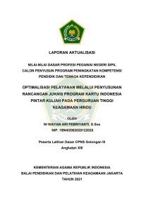 OPTIMALISASI PELAYANAN MELALUI PENYUSUNAN RANCANGAN JUKNIS PROGRAM KARTU INDONESIA PINTAR KULIAH PADA PERGURUAN TINGGI KEAGAMAAN HINDU