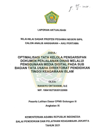 OPTIMALISASI TATA KELOLA PENGARSIPAN DOKUMEN PERJALANAN DINAS MELALUI PENGGUNAAN MEDIA DIGITAL PADA SUB BAGIAN TATA USAHA DIREKTORAT PENDIDIKAN TINGGI KEAGAMAAN ISLAM