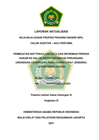 PEMBUATAN SOP PENYAJIAN DATA DAN INFORMASI PRODUK HUKUM KE DALAM SISTEM INFORMASI PERUNDANGUNDANGAN (SIRANDANG) PADA INSPEKTORAT JENDERAL KEMENTERIAN AGAMA