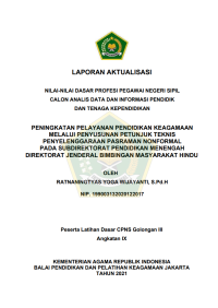 PENINGKATAN PELAYANAN PENDIDIKAN KEAGAMAAN MELALUI PENYUSUNAN PETUNJUK TEKNIS PENYELENGGARAAN PASRAMAN NONFORMAL PADA SUBDIREKTORAT PENDIDIKAN MENENGAH DIREKTORAT JENDERAL BIMBINGAN MASYARAKAT HINDU